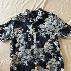 Rag & Bone Navy and Light Blue Abstract Shirt